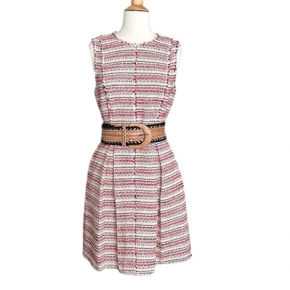 REBECCA TAYLOR Optic Tweed Dress Modern Classic Preppy Career Old Money, Size 8 - Picture 3 of 16